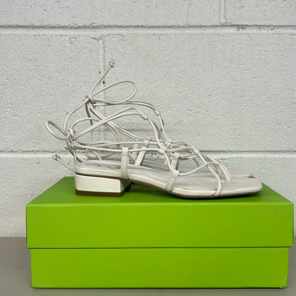 Sam Edelman sz6 daffy white nappa strappy short heels open toe lace up